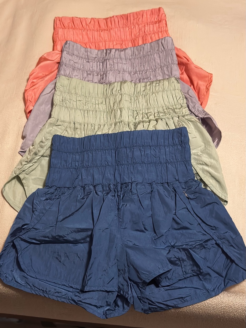 Women’s Smocked High-Waist Shorts - Blue